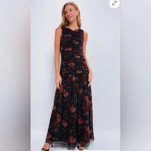 NWT Tuckernuck Women's Size 10 Persimmon Floral Eloise Chiffon Dress Wedding